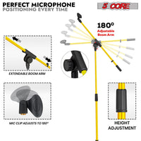 5 Core Tripod Mic Stand Floor 4Pcs Adjustable 18 to 72 Inches Sturdy Boom Arm Holder Microphone Stands Pedestal Para Microfono for Singing - 7DAY'S