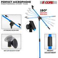 5 Core Tripod Mic Stand Floor 4Pcs Adjustable 18 to 72 Inches Sturdy Boom Arm Holder Microphone Stands Pedestal Para Microfono for Singing - 7DAY'S
