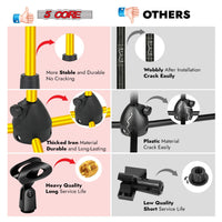 5 Core Tripod Mic Stand Floor 4Pcs Adjustable 18 to 72 Inches Sturdy Boom Arm Holder Microphone Stands Pedestal Para Microfono for Singing - 7DAY'S
