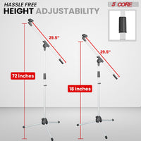 5 Core Tripod Mic Stand Floor 4Pcs Adjustable 18 to 72 Inches Sturdy Boom Arm Holder Microphone Stands Pedestal Para Microfono for Singing - 7DAY'S