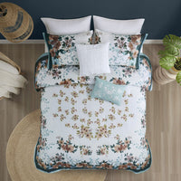 5 Piece Cotton Floral Comforter Set with Throw Pillows - 7DAY'S