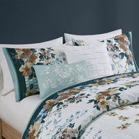 5 Piece Cotton Floral Comforter Set with Throw Pillows - 7DAY'S