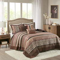 5 Piece Reversible Jacquard Bedspread Set Red King - 7DAY'S