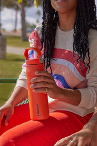 Stanley IceFlow Flip Straw 2.0 Water Bottle 24 oz | Built-In Straw for Travel and Sports | Lightweight and Leak Resistant | Insulated Stainless Steel | BPA-Free | Strawberry Cream