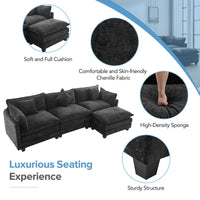 7DAY'S 112.2\" L - Shape Chenille Upholstered Sofa for Living Room Modern Luxury Sofa Couch with Ottoman and 5 Pillows for Living Room - 7DAY'S