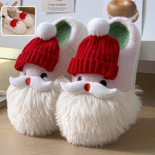 7DAY'S Cute Christmas Santa Claus Home Slippers Winter Warm Indoor Non-slip Floor Plush Shoes For Women