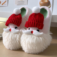 7DAY'S Cute Christmas Santa Claus Home Slippers Winter Warm Indoor Non - slip Floor Plush Shoes For Women - 7DAY'S