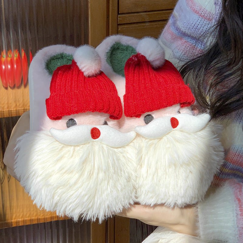 7DAY'S Cute Christmas Santa Claus Home Slippers Winter Warm Indoor Non - slip Floor Plush Shoes For Women - 7DAY'S