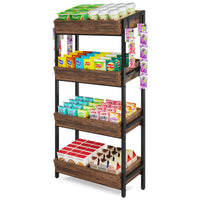 7DAY'S Wood Fruit Vegetable Storage Rack Stand, 4 - Tier Storage Organizer - 7DAY'S