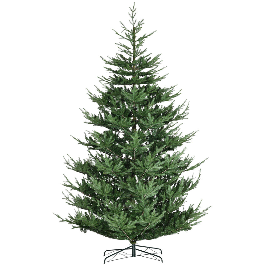 9 Foot Artificial Christmas Tree, Pine Hinged Xmas Tree with 1939 Realistic Branches, Steel Base, Auto Open, Green - 7DAY'S