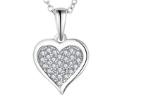 925 Sterling Silver Rhodium 1.1mm Cable Chain Lobster Clasp 0.05ct Diamond Open Love Heart Necklace 18 Inch Jewelry Gifts for Women - 7DAY'S