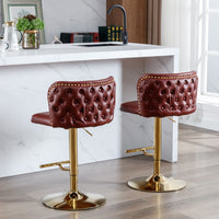 A&A Furniture,Swivel Barstools Adjusatble Seat Height, Modern PU Upholstered Bar Stools with the whole Back Tufted, for Home Pub and Kitchen Island(Wine Red, Burgundy, Set of 2) - 7DAY'S