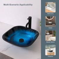 Above Counter Artistic Tempered Glass Bathroom Sink Transparent Counter Top Bathroom Single Bowl Vessel Basin - 7DAY'S