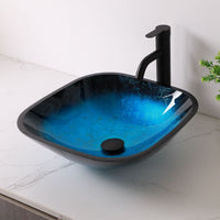 Above Counter Artistic Tempered Glass Bathroom Sink Transparent Counter Top Bathroom Single Bowl Vessel Basin - 7DAY'S