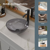 Above Counter Artistic Tempered Glass Bathroom Sink Transparent Counter Top Bathroom Single Bowl Vessel Basin - 7DAY'S