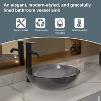 Above Counter Artistic Tempered Glass Bathroom Sink Transparent Counter Top Bathroom Single Bowl Vessel Basin - 7DAY'S