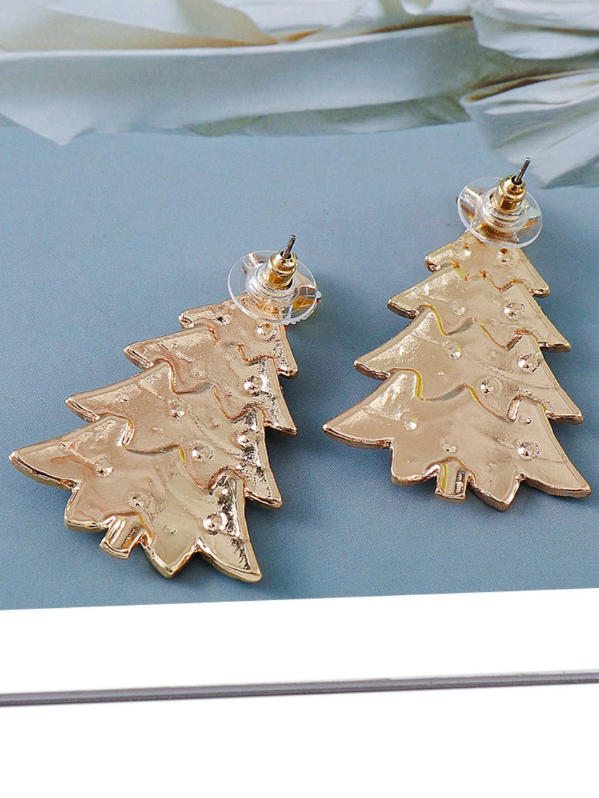 Alloy Inlaid Rhinestone Christmas Tree Earrings - 7DAY'S