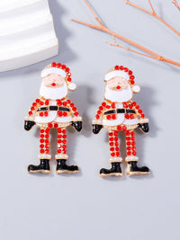 Alloy Rhinestone Santa Earrings - 7DAY'S