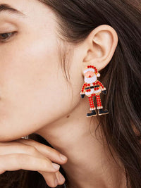 Alloy Rhinestone Santa Earrings - 7DAY'S