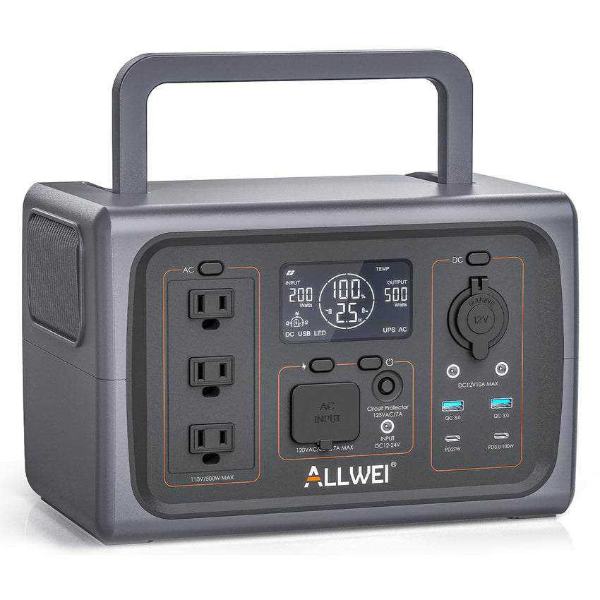 ALLWEI Portable Power Station 300W, 280Wh Solar Generator with 110V Pure Sine Wave AC Outlet, Backup Lithium Battery Generator for CPAP Outdoor RV Camping Emergency Home Use - 7DAY'S