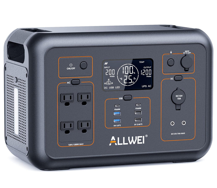 ALLWEI Portable Power Station 300W, 280Wh Solar Generator with 110V Pure Sine Wave AC Outlet, Backup Lithium Battery Generator for CPAP Outdoor RV Camping Emergency Home Use - 7DAY'S