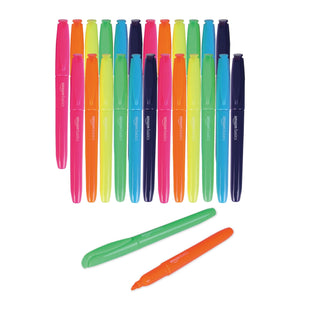 Amazon Basics Highlighters, Fluorescent Ink, Chisel Tip, Assorted Colors, School Supplies, 12 Pack - 7DAY'S