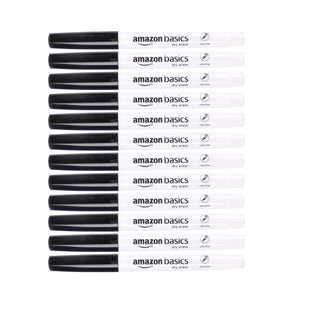 Amazon Basics Low Odor Ultra Fine Tip Dry Erase White Board Markers, Assorted Colors, 12 - Pack - 7DAY'S