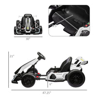 Aosom 24V 7.5 MPH Electric Go Kart with Adjustable Seat, Drifting Car Battery Powered Ride on Toy Outdoor with Slow Start, Button Start, Music, Honking Horn, Lights, for 6 - 12 Years Old, White - 7DAY'S
