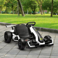 Aosom 24V 7.5 MPH Electric Go Kart with Adjustable Seat, Drifting Car Battery Powered Ride on Toy Outdoor with Slow Start, Button Start, Music, Honking Horn, Lights, for 6 - 12 Years Old, White - 7DAY'S