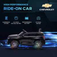 Aosom Chevrolet TAHOE Licensed Kids Ride on Car, 12V Battery Powered Kids Electric Car with Remote Control, Music, Lights, Horn, Suspension for 3 - 6 Years Old, Black - 7DAY'S