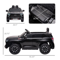 Aosom Chevrolet TAHOE Licensed Kids Ride on Car, 12V Battery Powered Kids Electric Car with Remote Control, Music, Lights, Horn, Suspension for 3 - 6 Years Old, Black - 7DAY'S