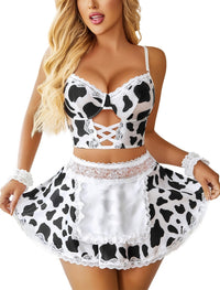 Avidlove Sexy Lingerie for Women Cosplay Lingerie Set Contrast Lace Maid Costume Set(5pack) - 7DAY'S