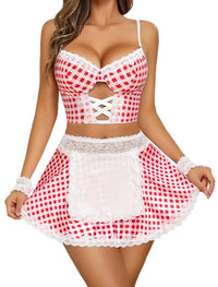 Avidlove Sexy Lingerie for Women Cosplay Lingerie Set Contrast Lace Maid Costume Set(5pack) - 7DAY'S