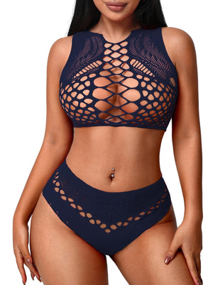 Avidlove Womens Fishnet Lingerie for Women Sexy Two Piece Lingerie Set Stripper Outfit - 7DAY'S
