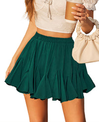Avidlove Women's Pleated Skater Skirt Basic Casual High Waisted Ruffles Flared Mini Lingerie Skirts - 7DAY'S