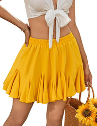 Avidlove Women's Pleated Skater Skirt Basic Casual High Waisted Ruffles Flared Mini Lingerie Skirts - 7DAY'S