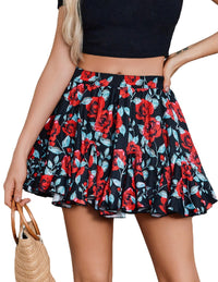 Avidlove Women's Pleated Skater Skirt Basic Casual High Waisted Ruffles Flared Mini Lingerie Skirts - 7DAY'S