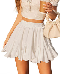 Avidlove Women's Pleated Skater Skirt Basic Casual High Waisted Ruffles Flared Mini Lingerie Skirts - 7DAY'S