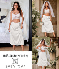 Avidlove Women's Satin Half Slip 36" Lace Long Underskirt S - XXL - 7DAY'S