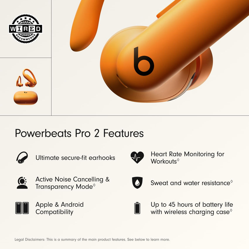 Beats Powerbeats Pro 2 Wireless Bluetooth Earbuds - Noise Cancelling, Heart Rate Monitor, IPX4, Up to 45H Battery & Charging Case, Works with Apple & Android - Hyper Purple - 7DAY'S