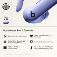 Beats Powerbeats Pro 2 Wireless Bluetooth Earbuds - Noise Cancelling, Heart Rate Monitor, IPX4, Up to 45H Battery & Charging Case, Works with Apple & Android - Hyper Purple - 7DAY'S