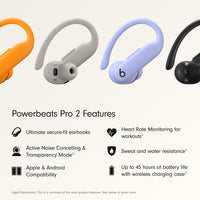 Beats Powerbeats Pro 2 Wireless Bluetooth Earbuds - Noise Cancelling, Heart Rate Monitor, IPX4, Up to 45H Battery & Charging Case, Works with Apple & Android - Hyper Purple - 7DAY'S