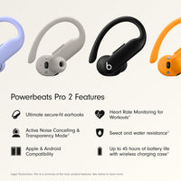 Beats Powerbeats Pro 2 Wireless Bluetooth Earbuds - Noise Cancelling, Heart Rate Monitor, IPX4, Up to 45H Battery & Charging Case, Works with Apple & Android - Hyper Purple - 7DAY'S