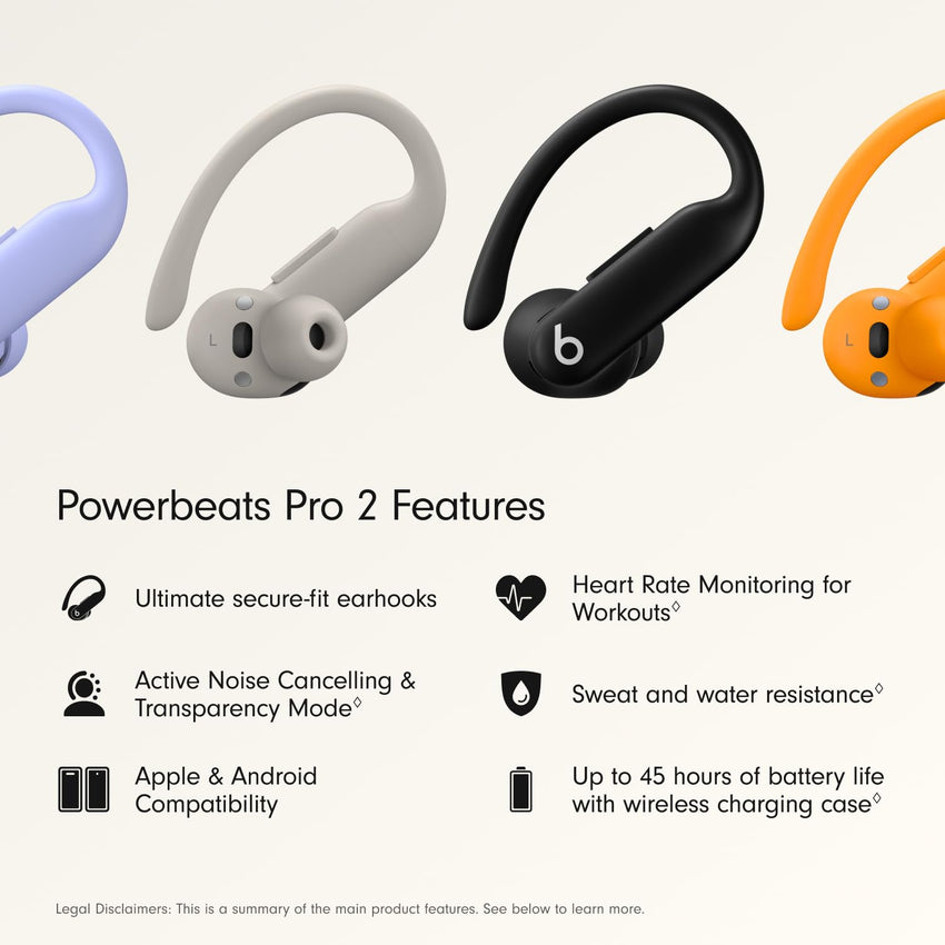 Beats Powerbeats Pro 2 Wireless Bluetooth Earbuds - Noise Cancelling, Heart Rate Monitor, IPX4, Up to 45H Battery & Charging Case, Works with Apple & Android - Hyper Purple - 7DAY'S