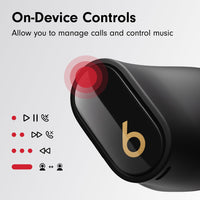 Beats Studio Buds + | True Wireless Noise Cancelling Earbuds, Enhanced Apple & Android Compatibility, Built - in Microphone, Sweat Resistant Bluetooth Headphones, Spatial Audio - Black/Gold - 7DAY'S