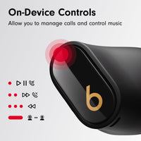 Beats Studio Buds + | True Wireless Noise Cancelling Earbuds, Enhanced Apple & Android Compatibility, Built - in Microphone, Sweat Resistant Bluetooth Headphones, Spatial Audio - Black/Gold - 7DAY'S