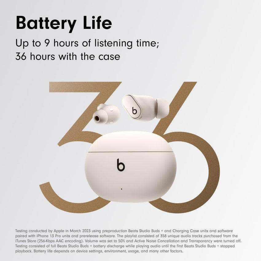 Beats Studio Buds + | True Wireless Noise Cancelling Earbuds, Enhanced Apple & Android Compatibility, Built - in Microphone, Sweat Resistant Bluetooth Headphones, Spatial Audio - Black/Gold - 7DAY'S