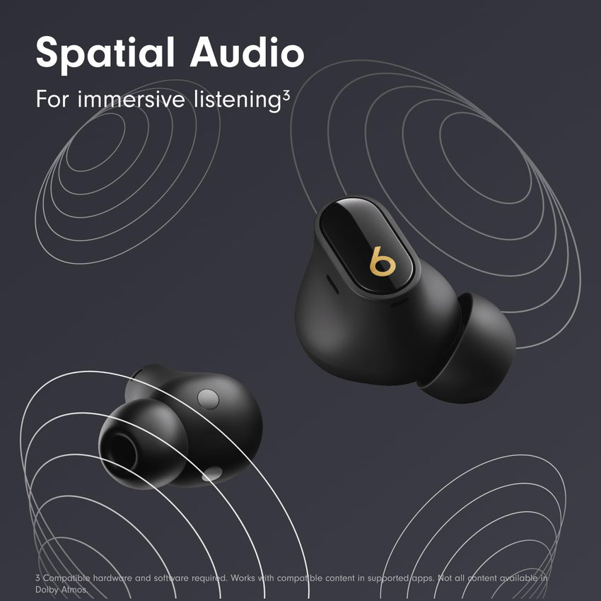 Beats Studio Buds + | True Wireless Noise Cancelling Earbuds, Enhanced Apple & Android Compatibility, Built - in Microphone, Sweat Resistant Bluetooth Headphones, Spatial Audio - Black/Gold - 7DAY'S