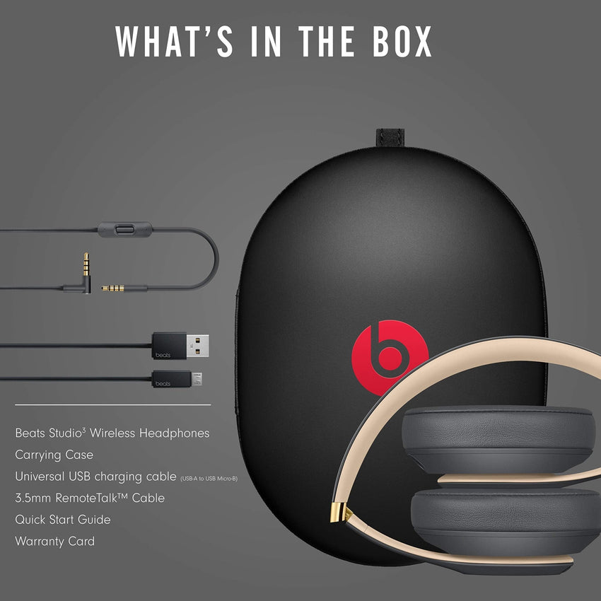 Beats Studio3 Wireless Noise Cancelling Over - Ear Headphones - Apple W1 Headphone Chip, Class 1 Bluetooth, 22 Hours of Listening Time, Built - in Microphone - Matte Black - 7DAY'S