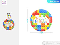 Birthday Round Dinner Plates - 9inch - Vibrant & Fun - Themed Party Tableware - 72pcs - 7DAY'S